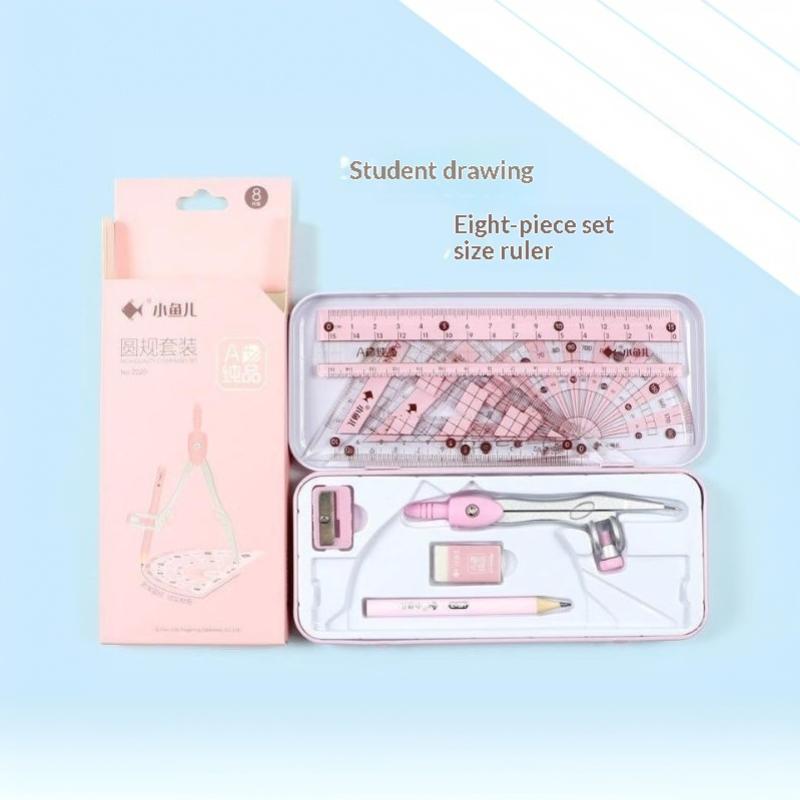 8Pcs/Set Geometry Math Drawing - Math Geometry Set With Compass recension och pris